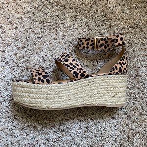 Cheetah espadrille platform sandal